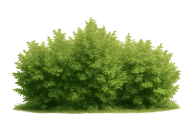 Lush Green Bush Isolated On White Background
