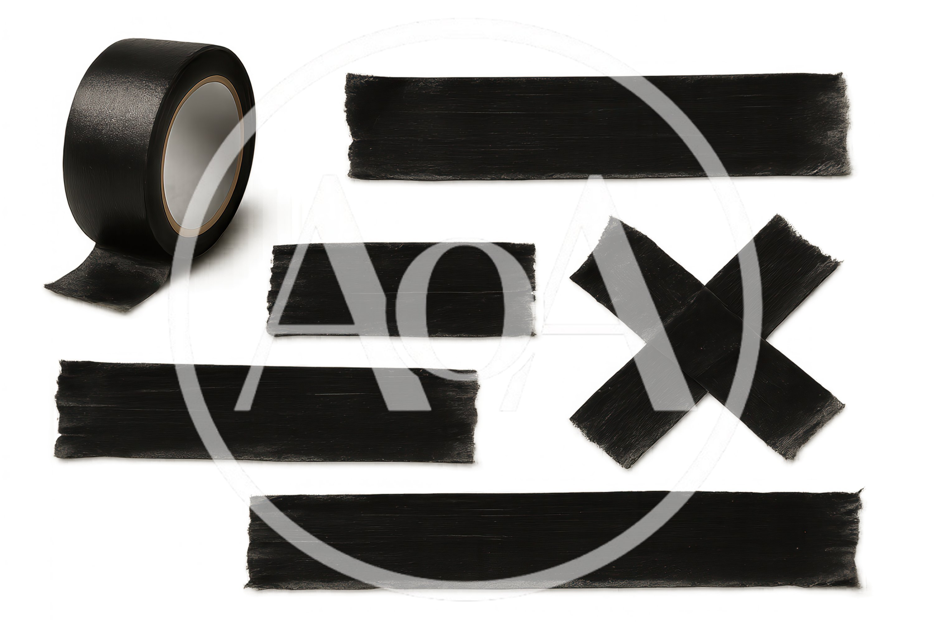 Black Duct Tape Roll And Strips Collection