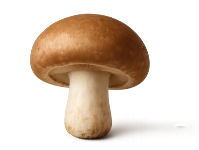 Single Brown Cremini Mushroom Isolated On White Background