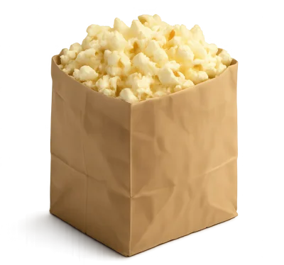 Fresh Popcorn In A Brown Paper Bag