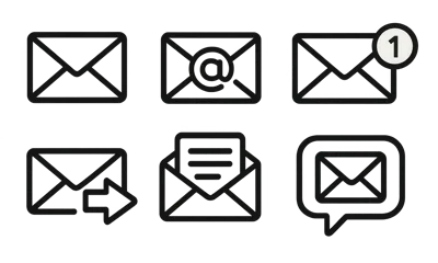 Set Of Six Minimalist Email And Message Icons