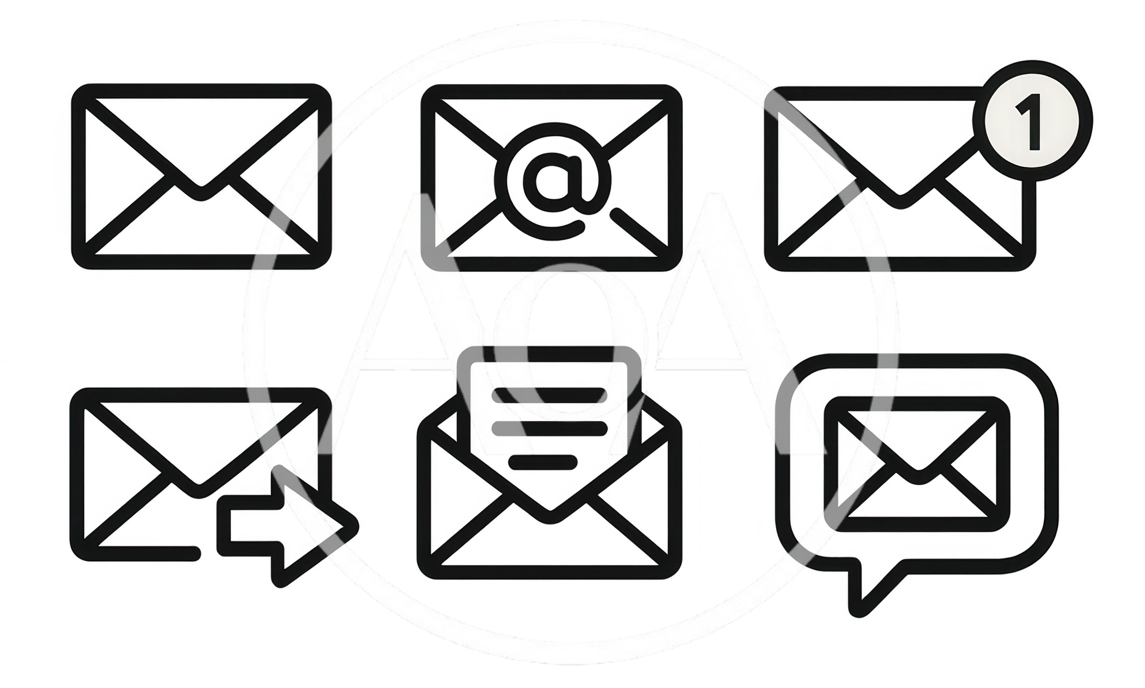 Set Of Six Minimalist Email And Message Icons