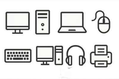 Set Of Computer Hardware And Peripherals Icons
