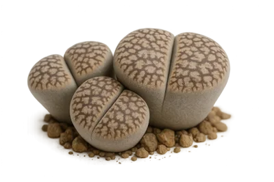 Lithops Living Stone Succulent Plants on White Background