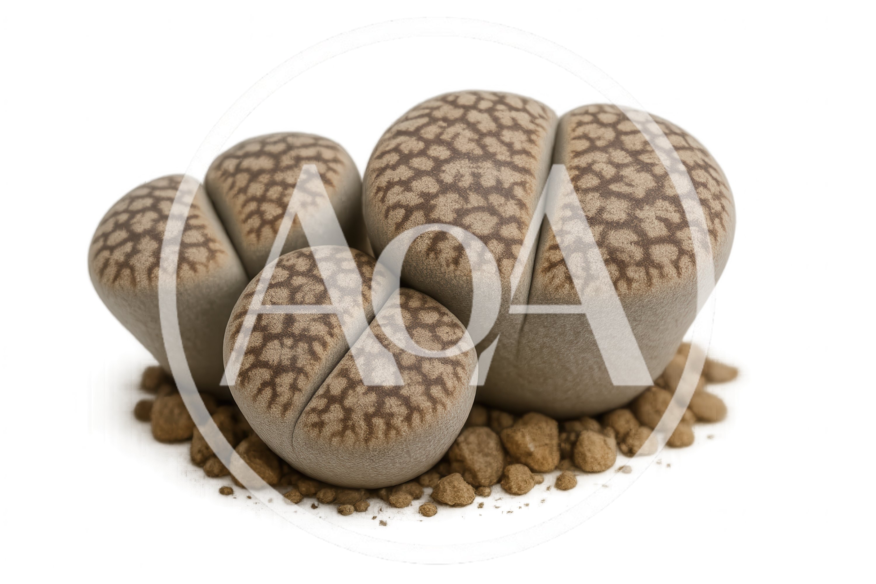 Lithops Living Stone Succulent Plants on White Background