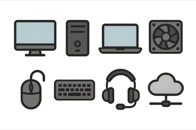 Set Of Computer Hardware And Technology Icons