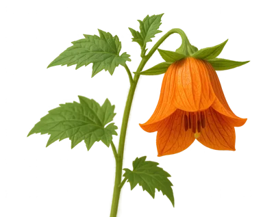 Single Orange Abutilon Flower On Stem