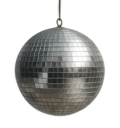 Hanging Silver Disco Ball On White Background