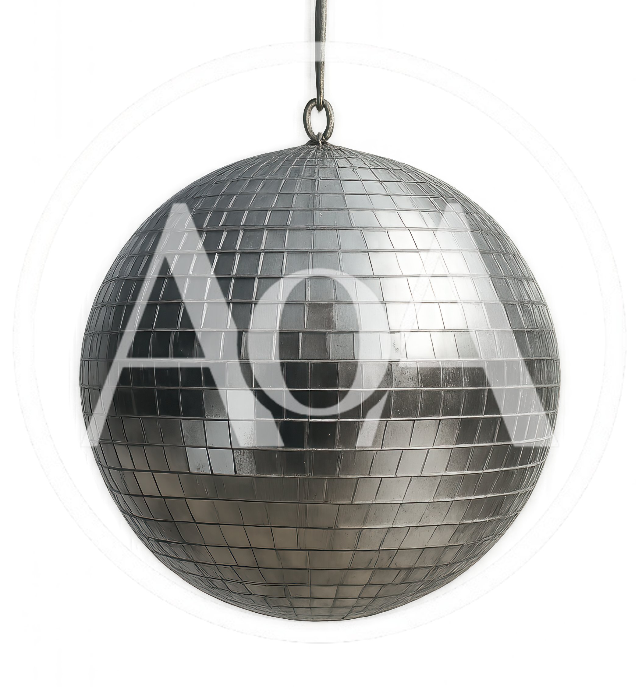 Hanging Silver Disco Ball On White Background