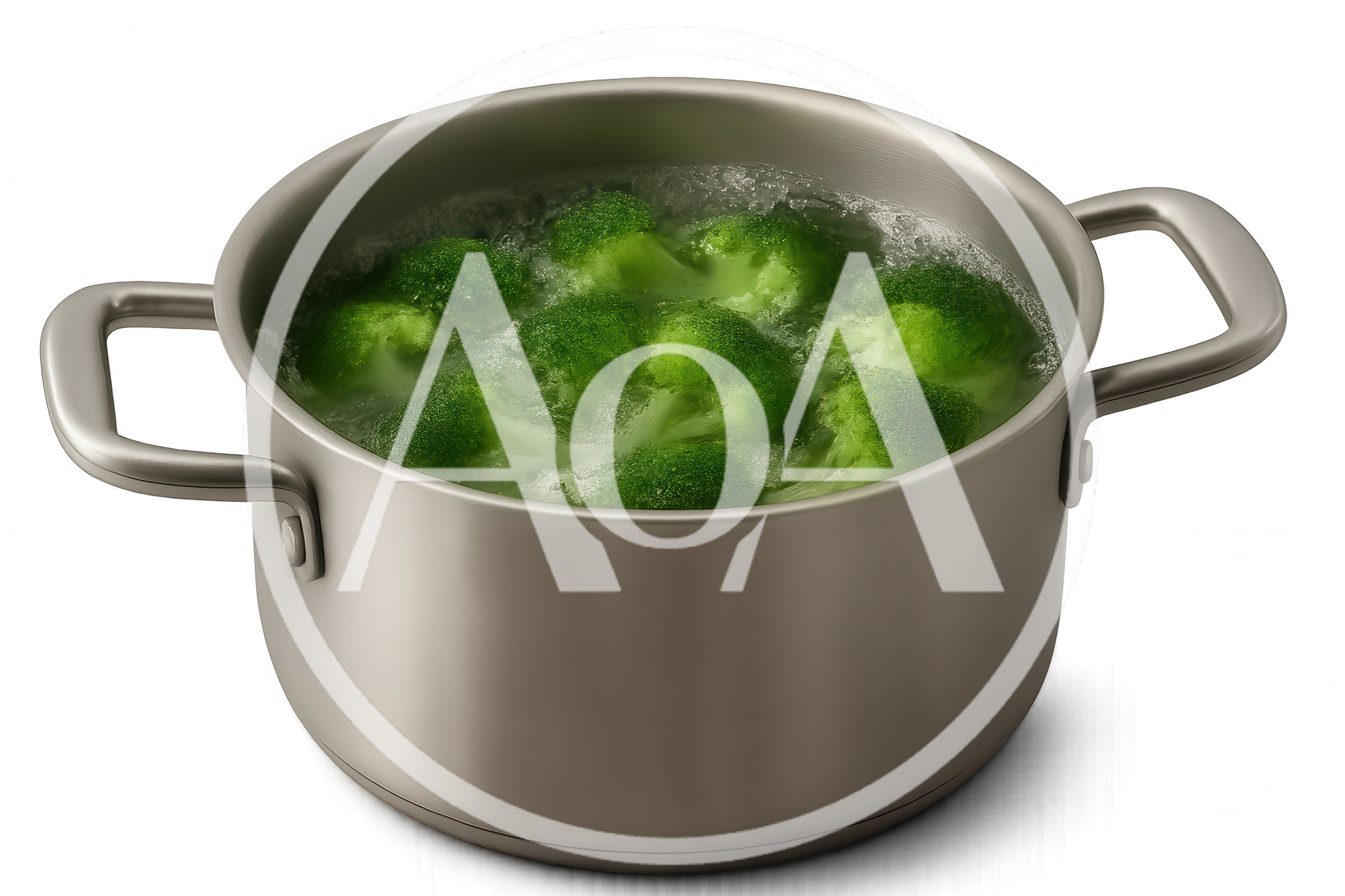 Fresh Broccoli Florets Boiling In A Metal Pot