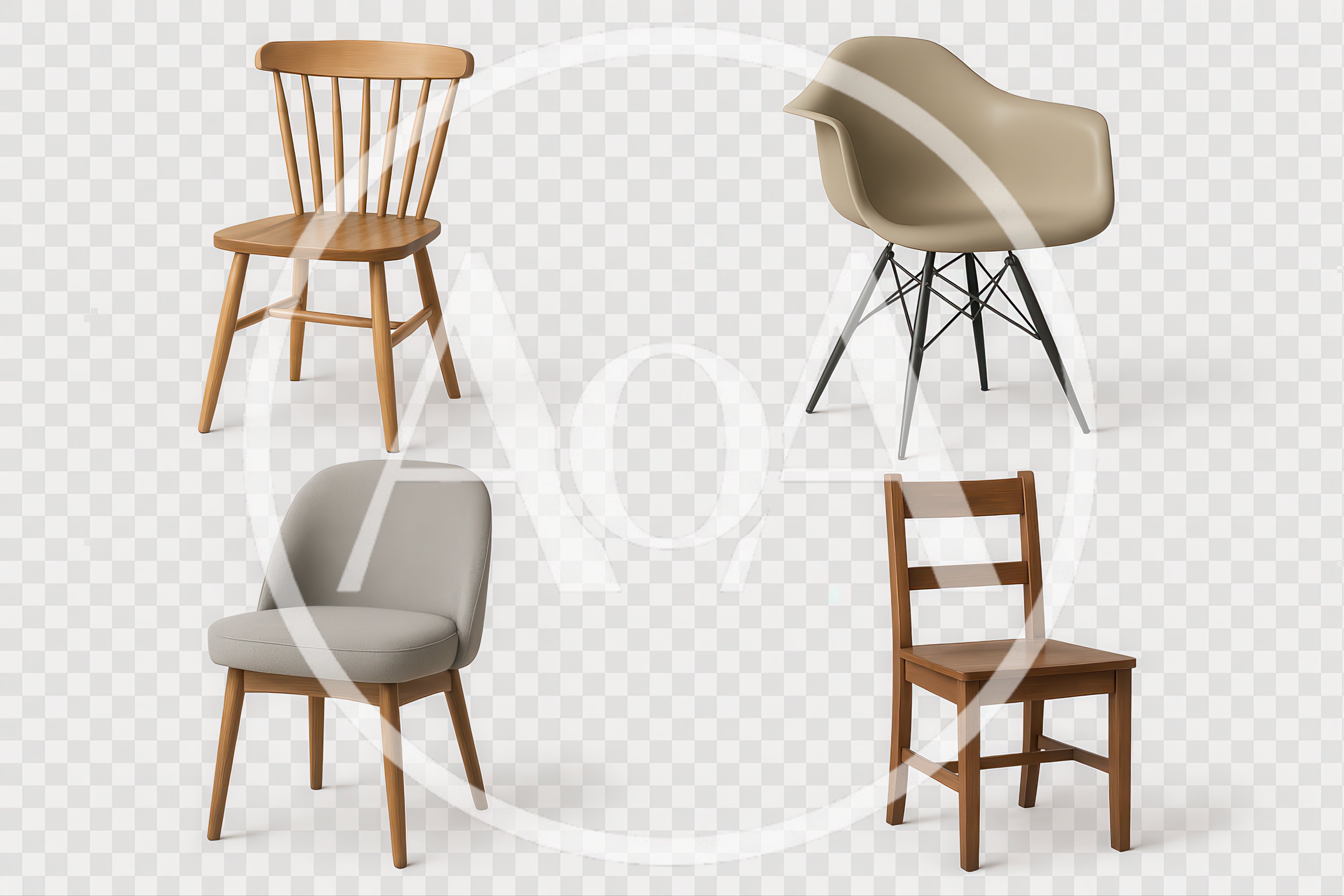 Collection Of Four Modern And Classic Dining Chairs