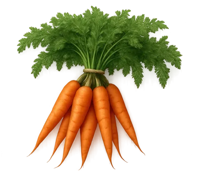 Fresh Bunch Of Orange Carrots With Green Tops