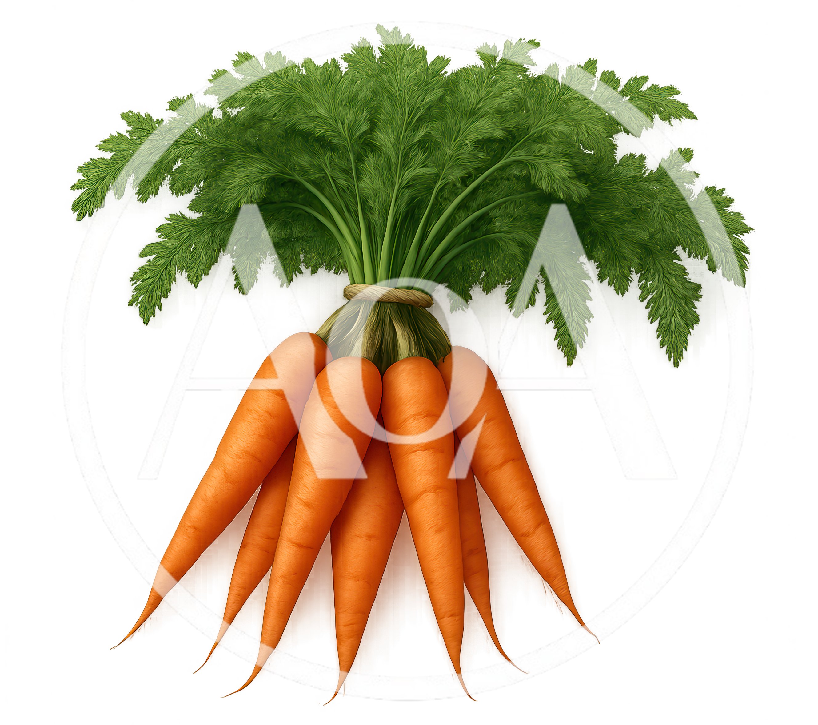 Fresh Bunch Of Orange Carrots With Green Tops