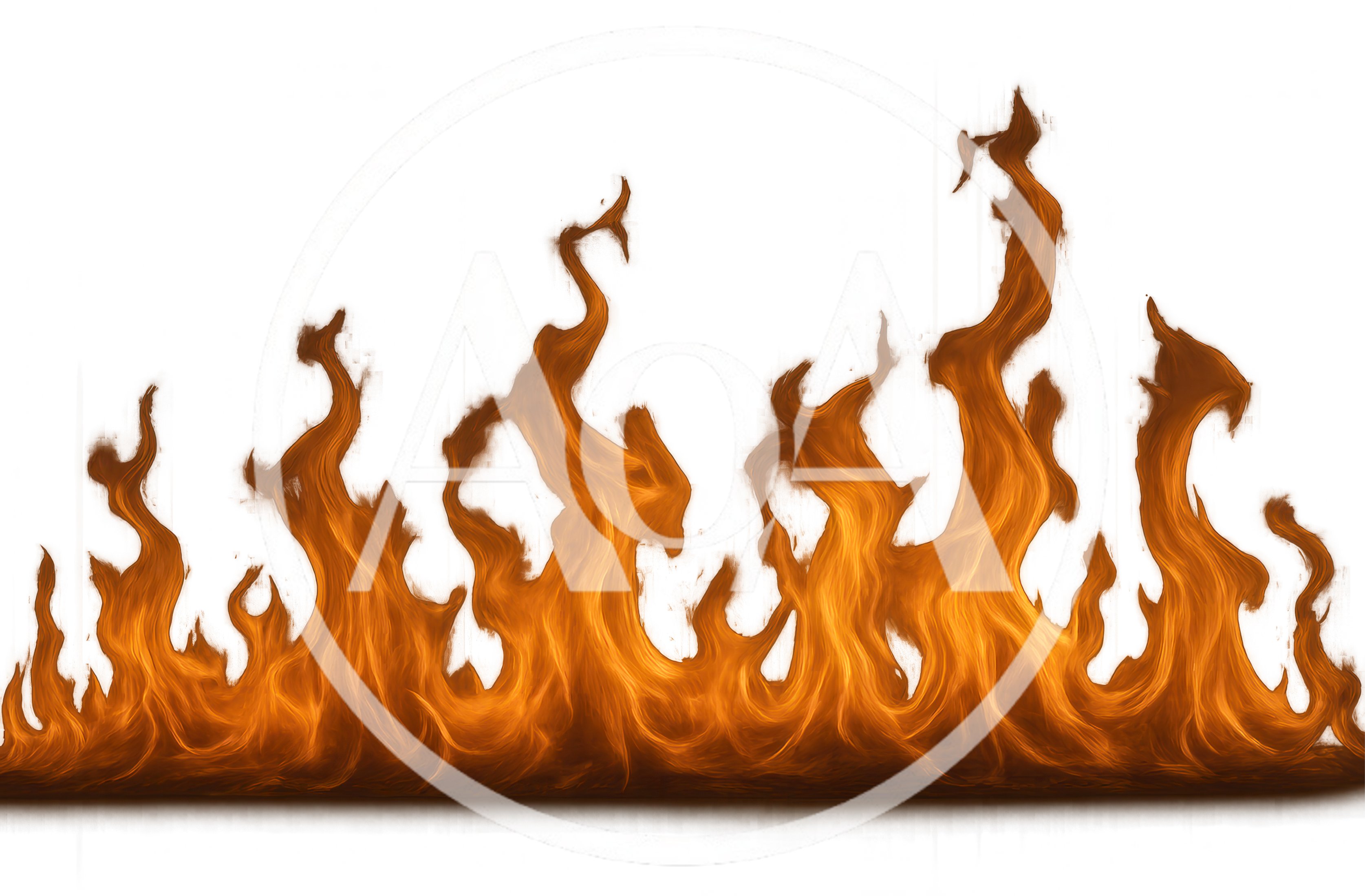Stylized Digital Illustration Of Burning Orange Fire Flames