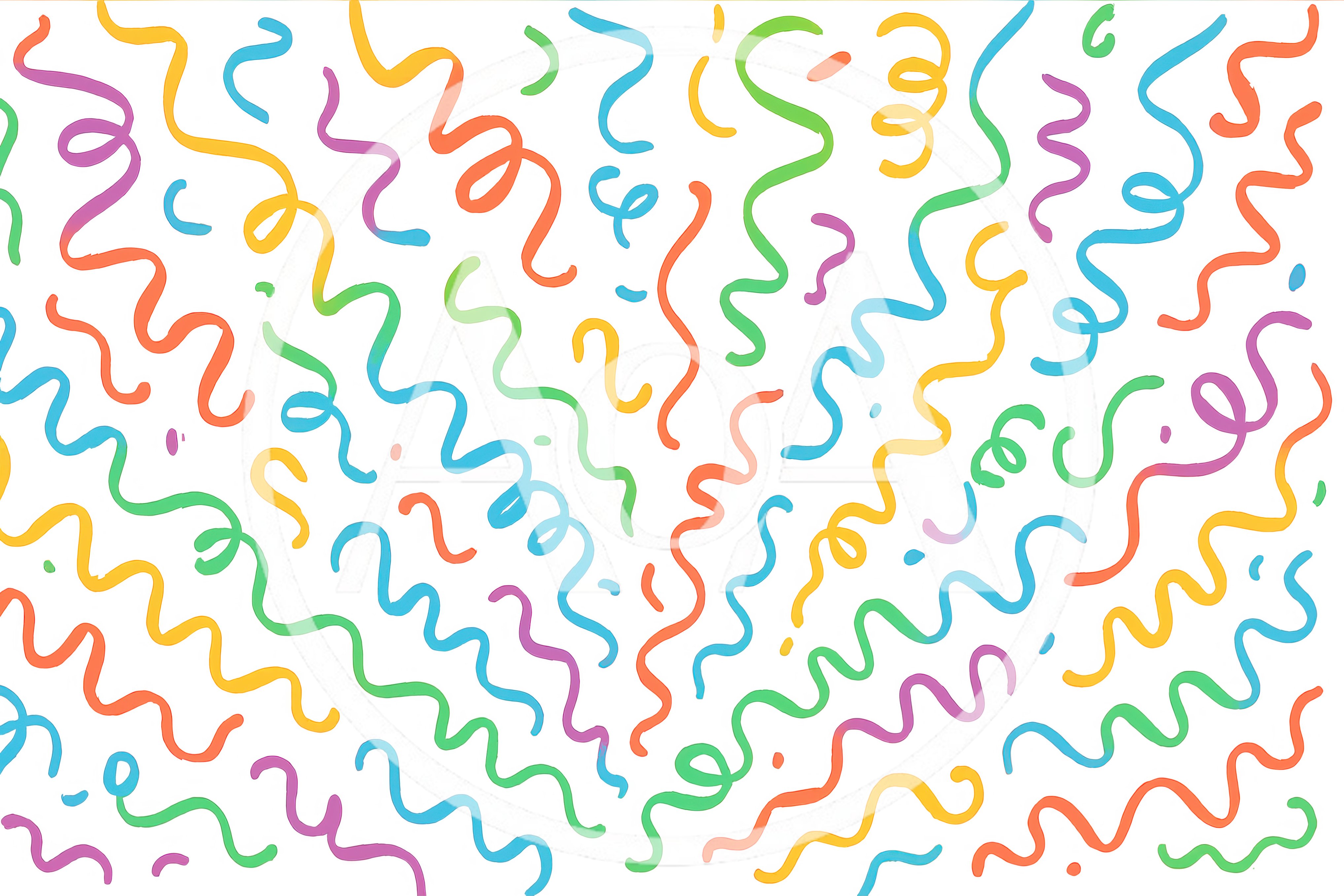 Colorful Wavy Confetti Streamers On Black Background