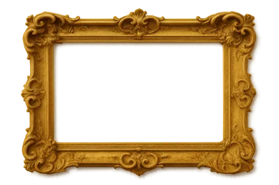 Ornate Antique Gold Picture Frame Isolated On White
