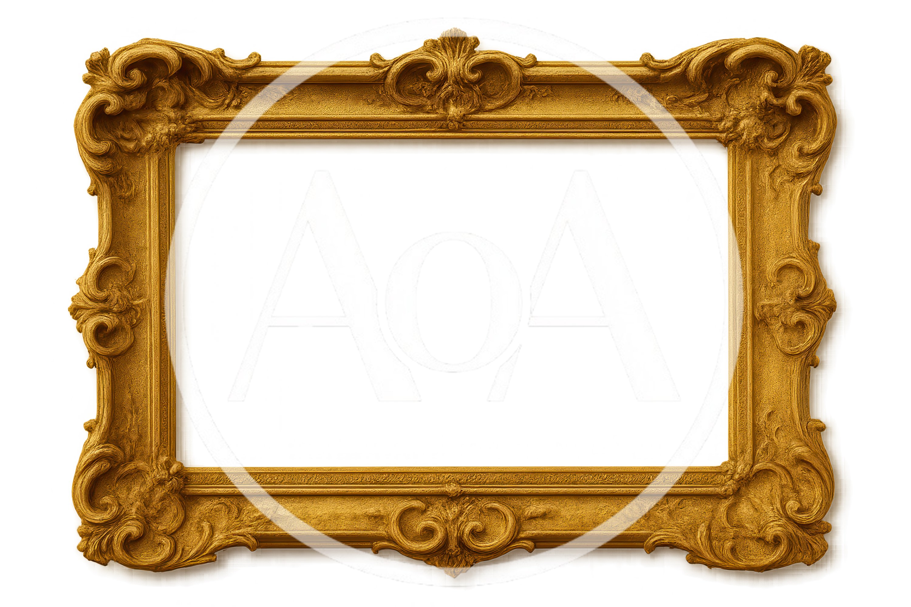 Ornate Antique Gold Picture Frame Isolated On White