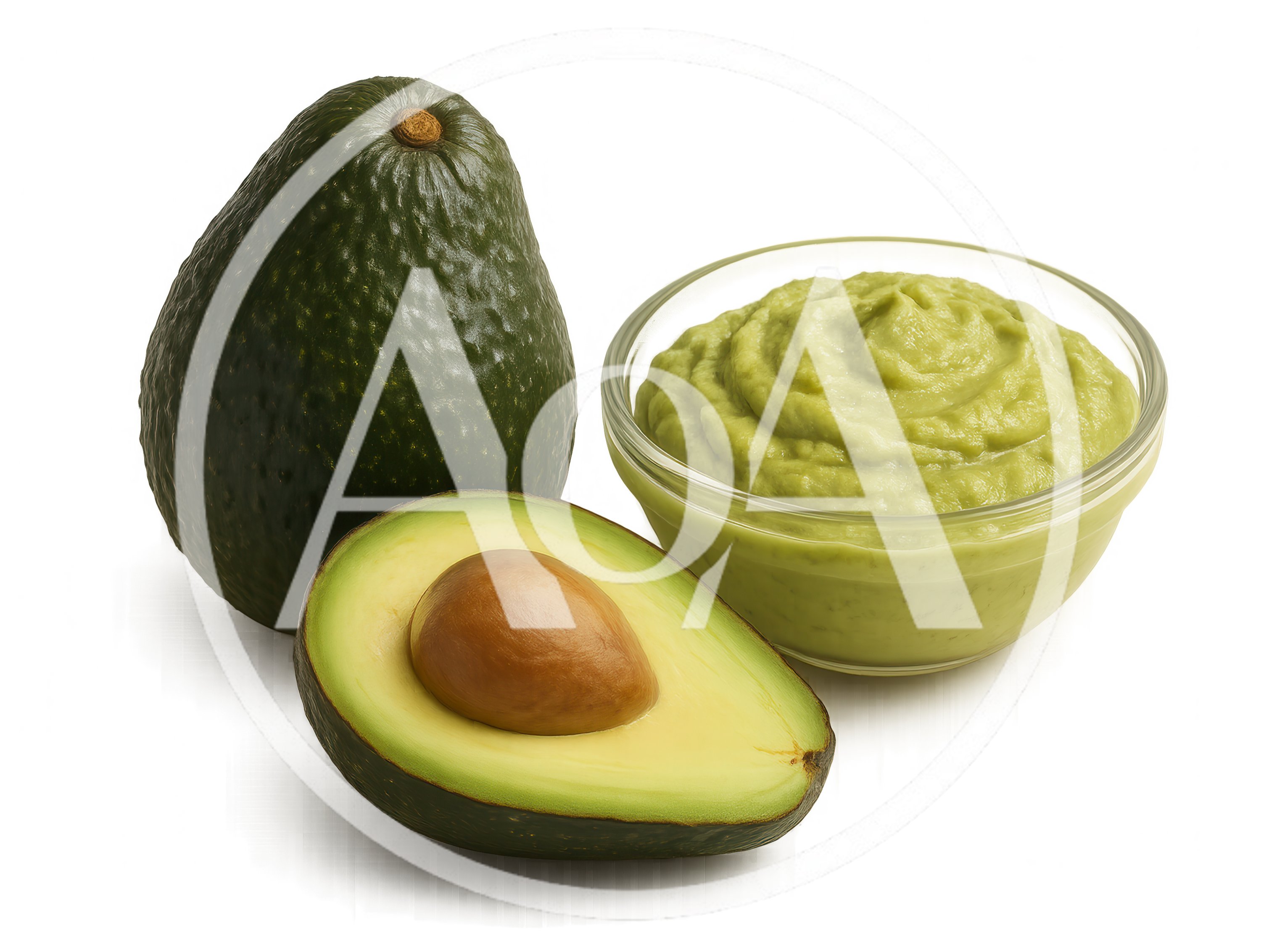 Whole Avocado Half And Bowl Of Guacamole