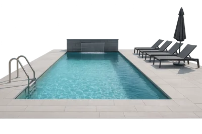 Modern Rectangular Swimming Pool With Lounge Chairs