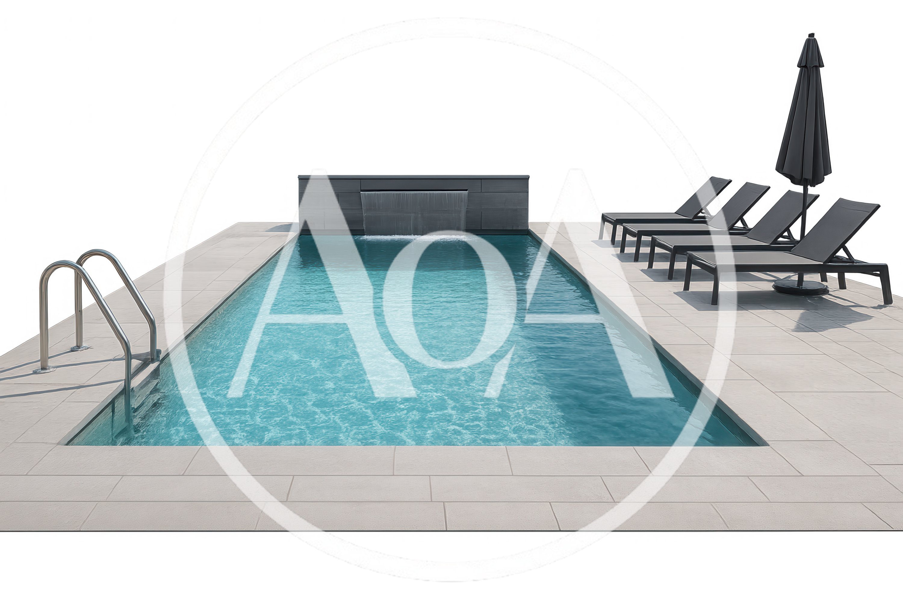 Modern Rectangular Swimming Pool With Lounge Chairs