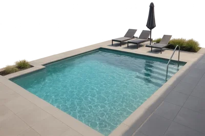 Modern Rectangular Swimming Pool With Lounge Chairs