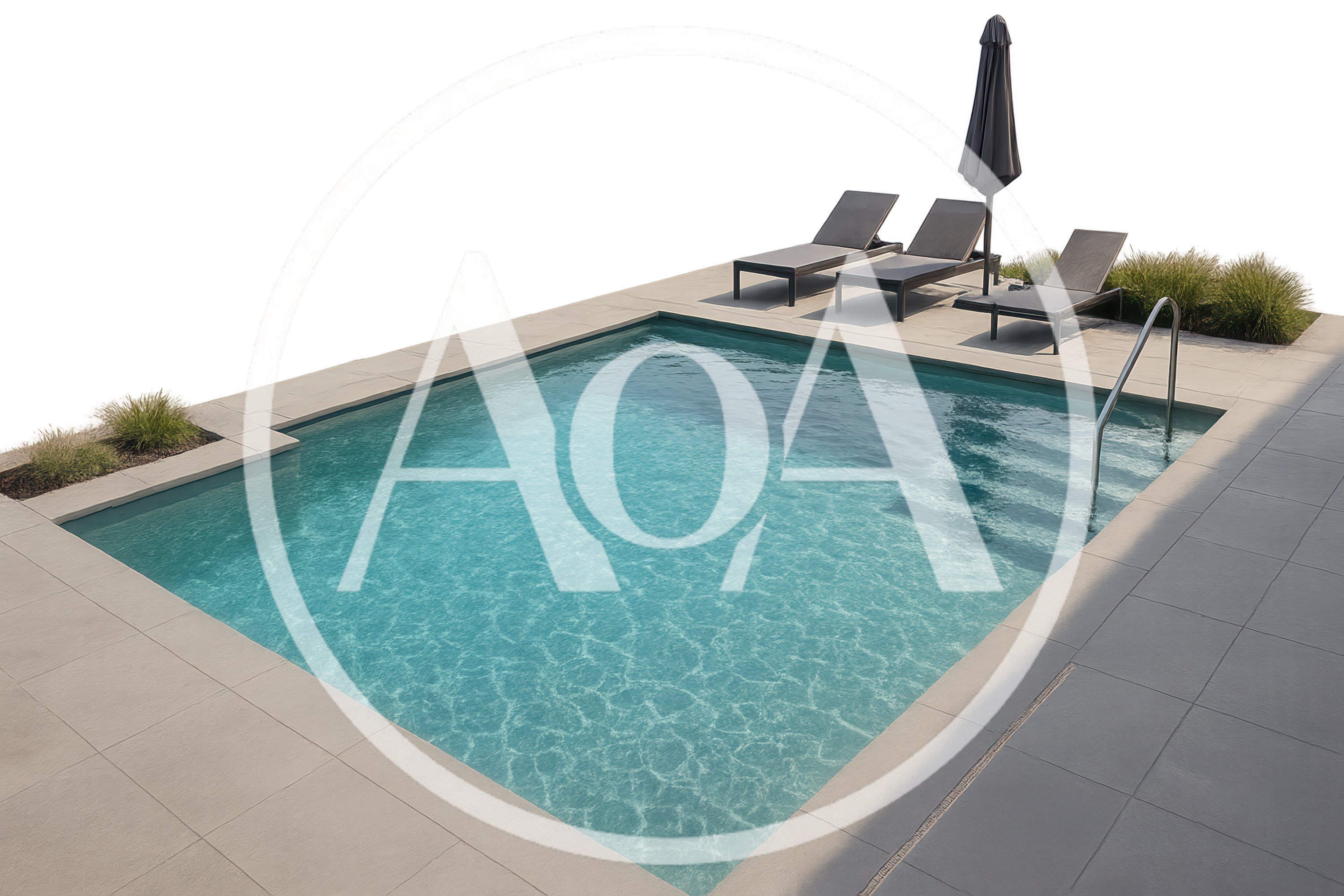 Modern Rectangular Swimming Pool With Lounge Chairs