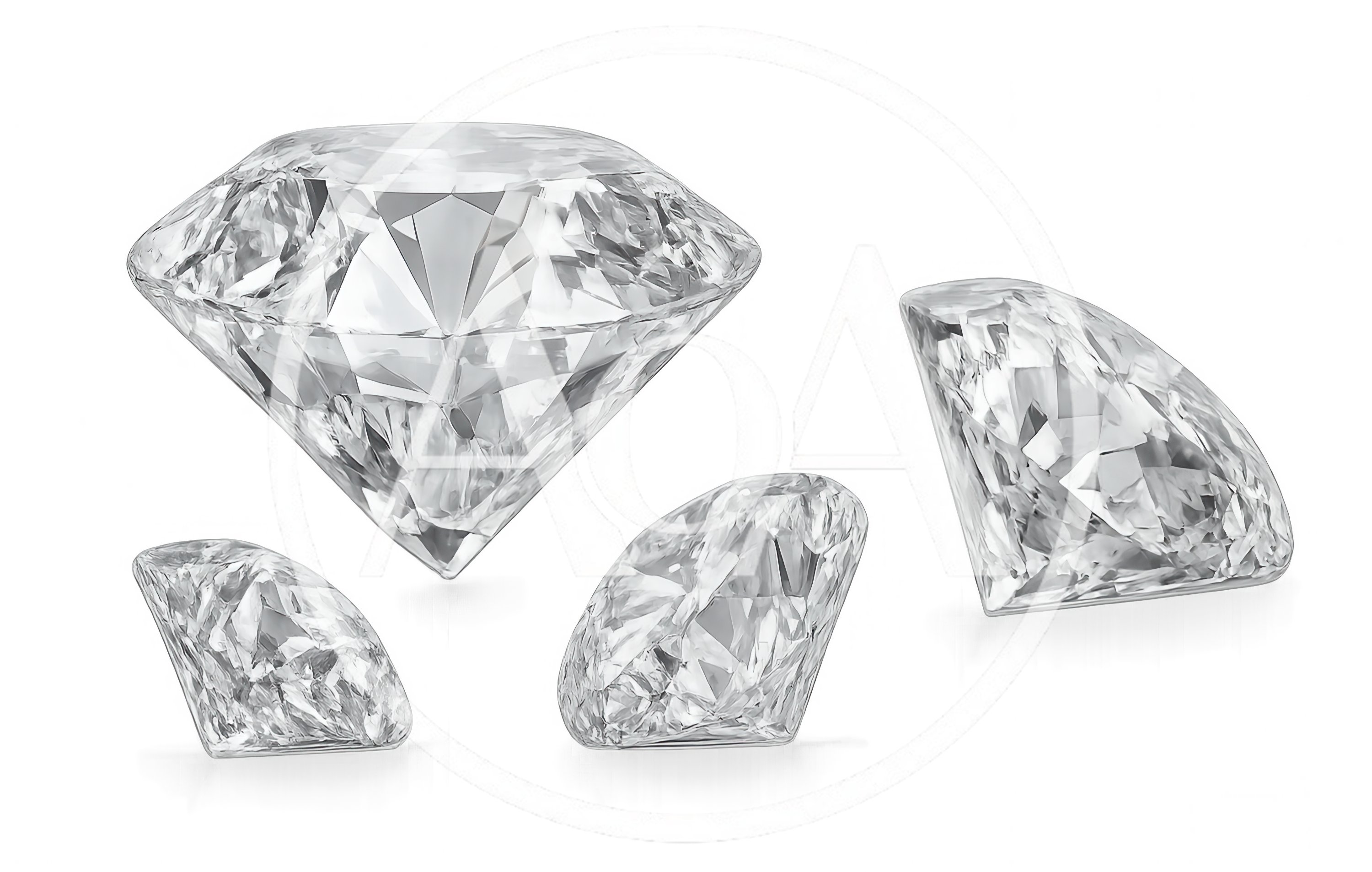 Four Brilliant Cut Diamonds On White Background