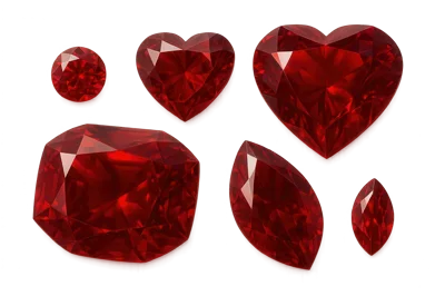 Collection Of Faceted Red Ruby Gemstones