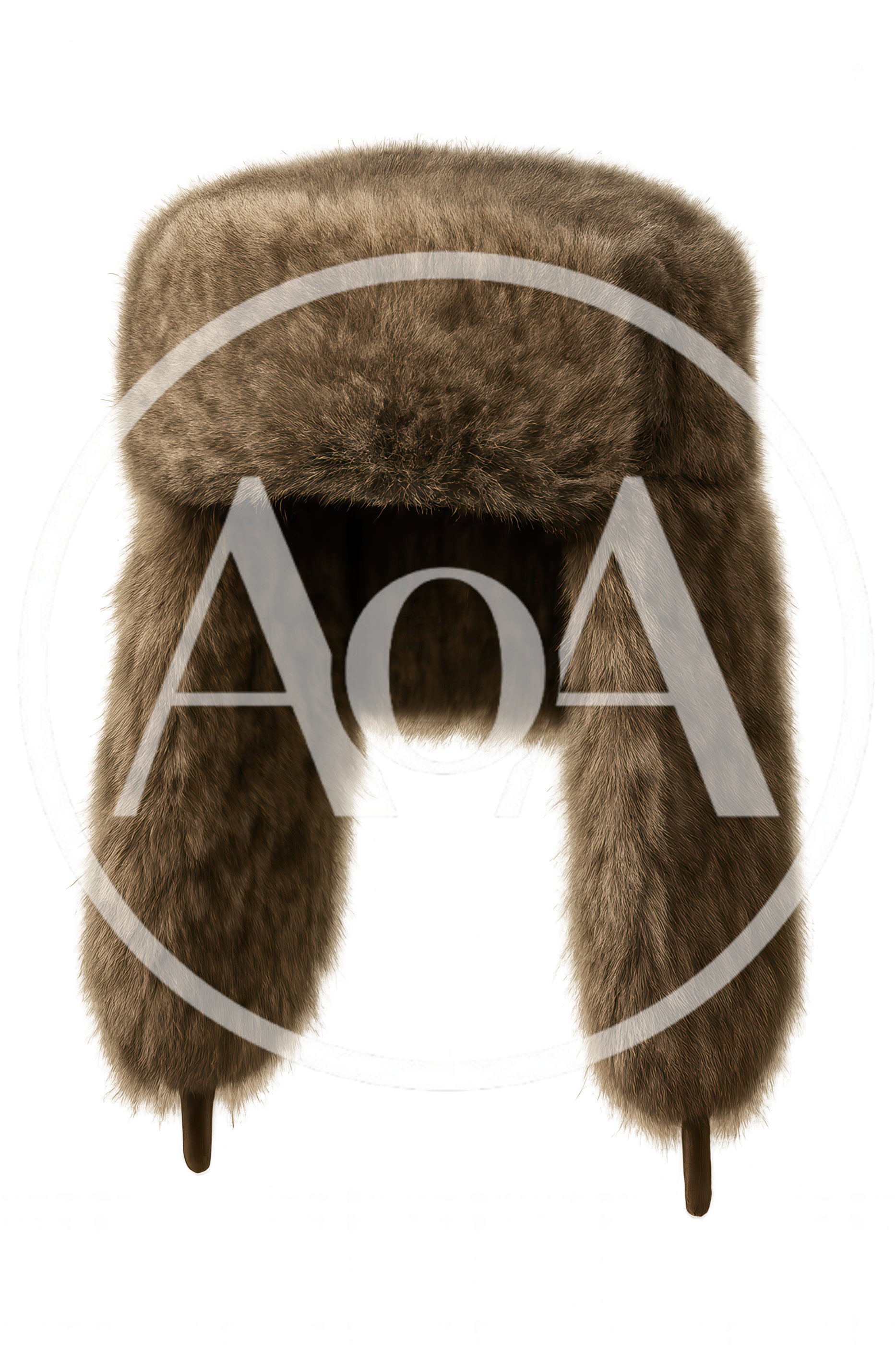 Brown Fur Ushanka Hat Isolated On White Background