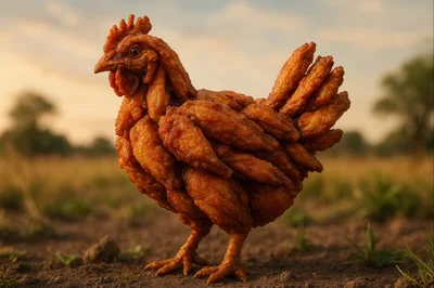 Fried Chicken Shaped Like A Realistic Live Hen