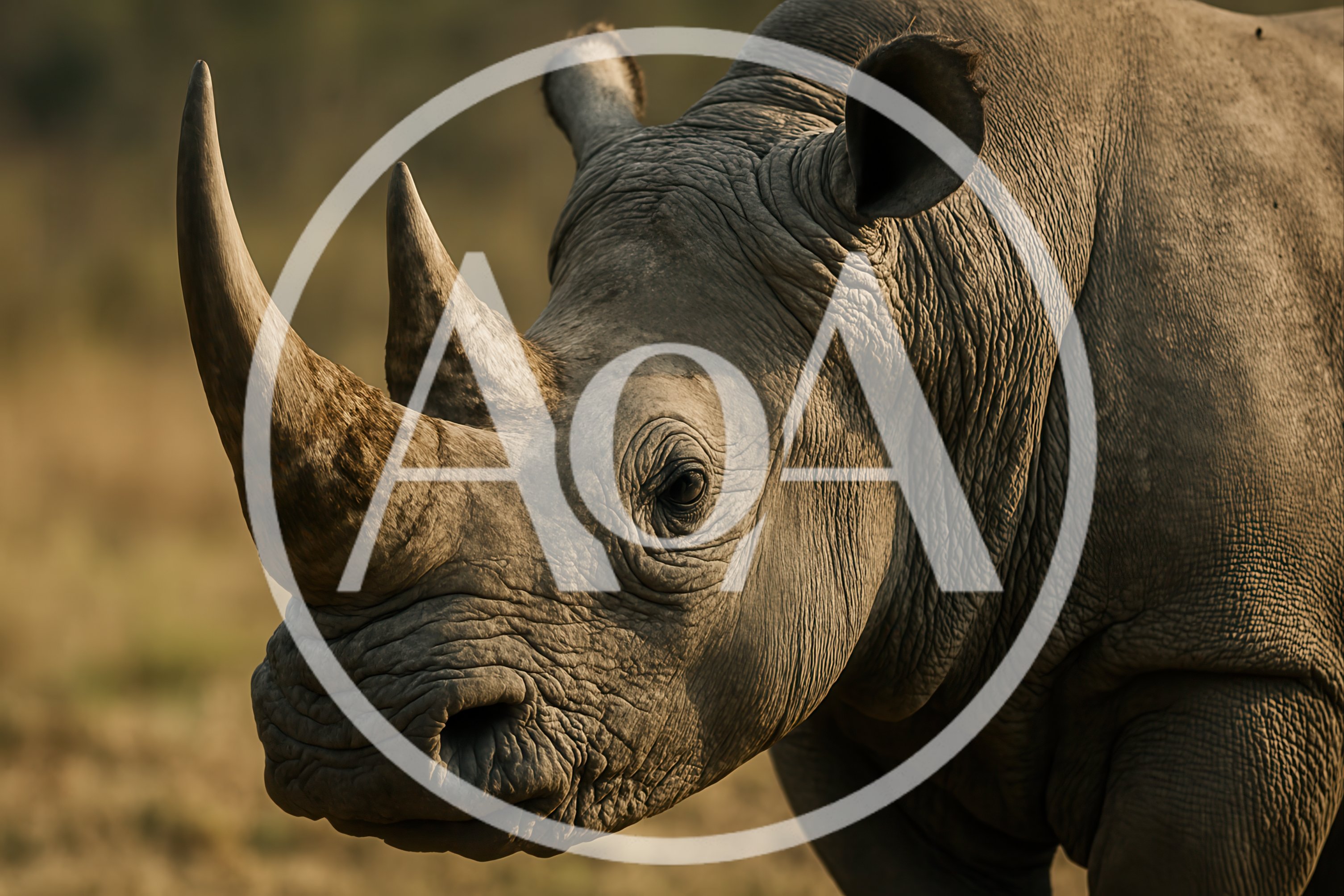 Close Up Portrait Of A White Rhinoceros