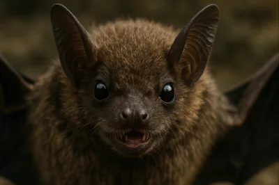 Close Up Portrait Of A Brown Bat