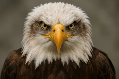 Close Up Portrait Of A Majestic Bald Eagle