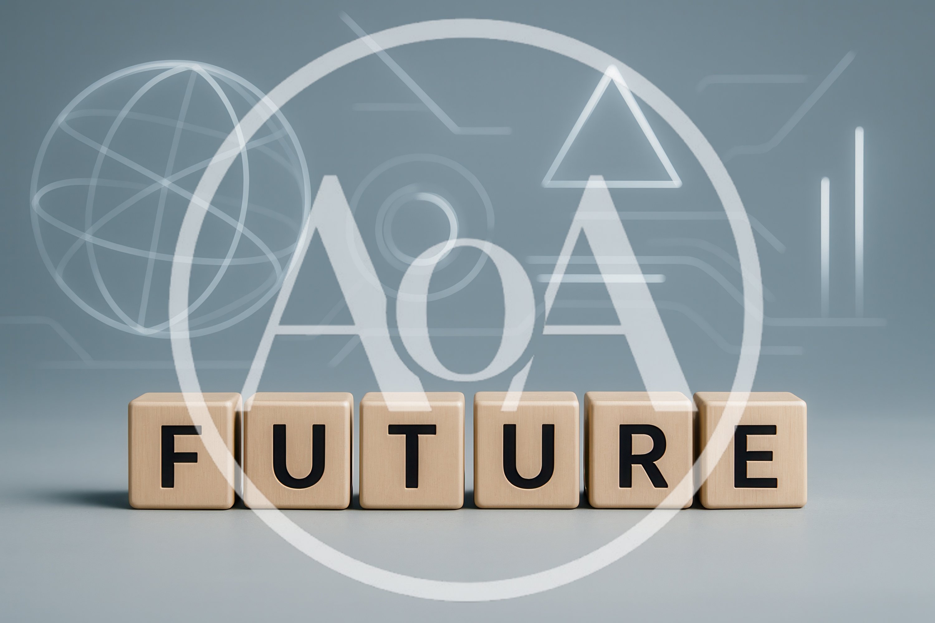 Wooden Blocks Spelling Future With Digital Technology Background