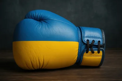 Boxing Glove Featuring The Ukrainian Flag Design