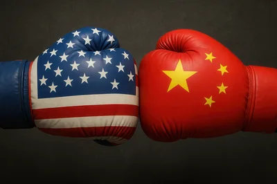 Boxing Gloves Featuring United States And China Flags