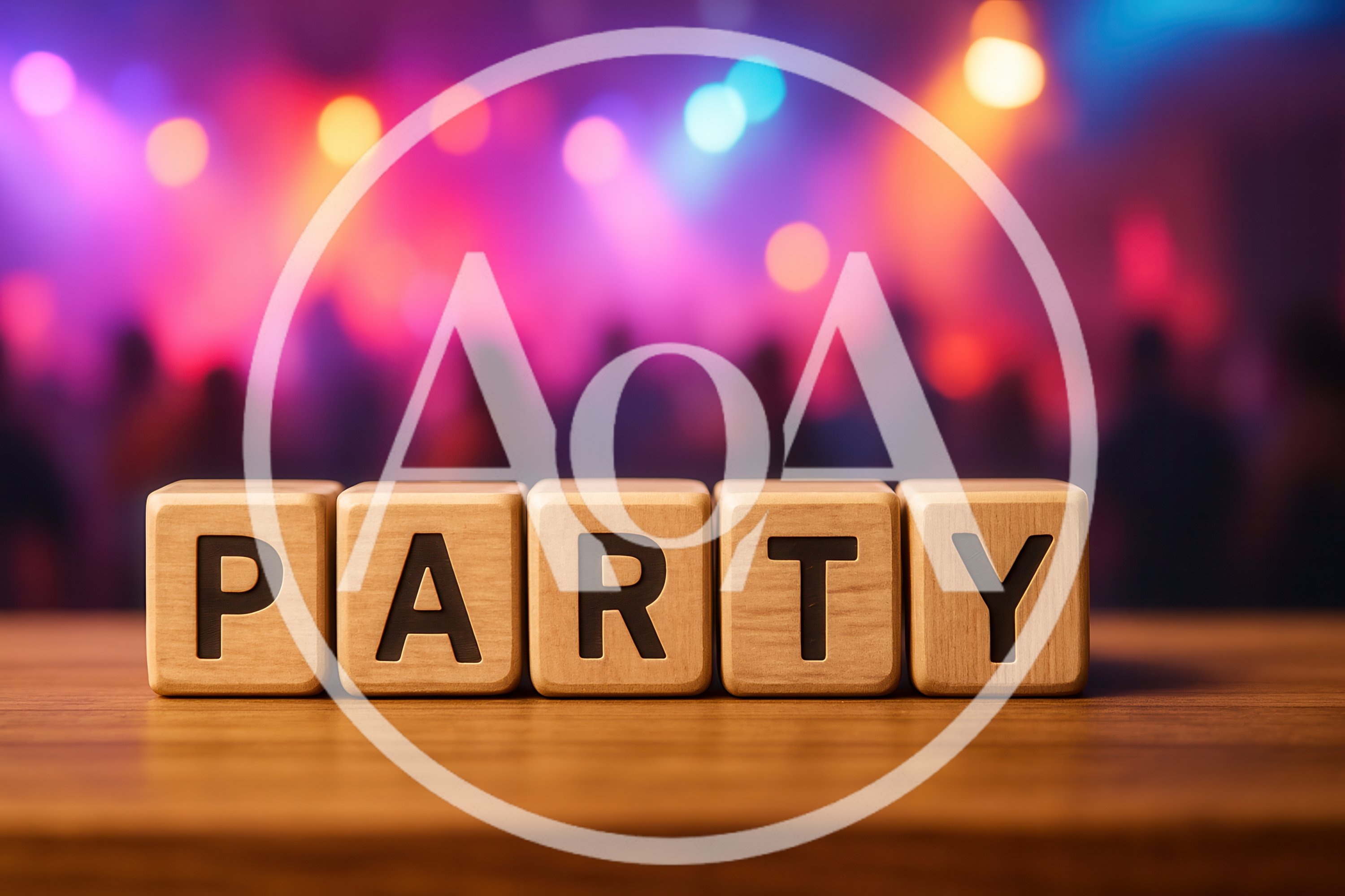 Wooden Blocks Spelling Party On A Table