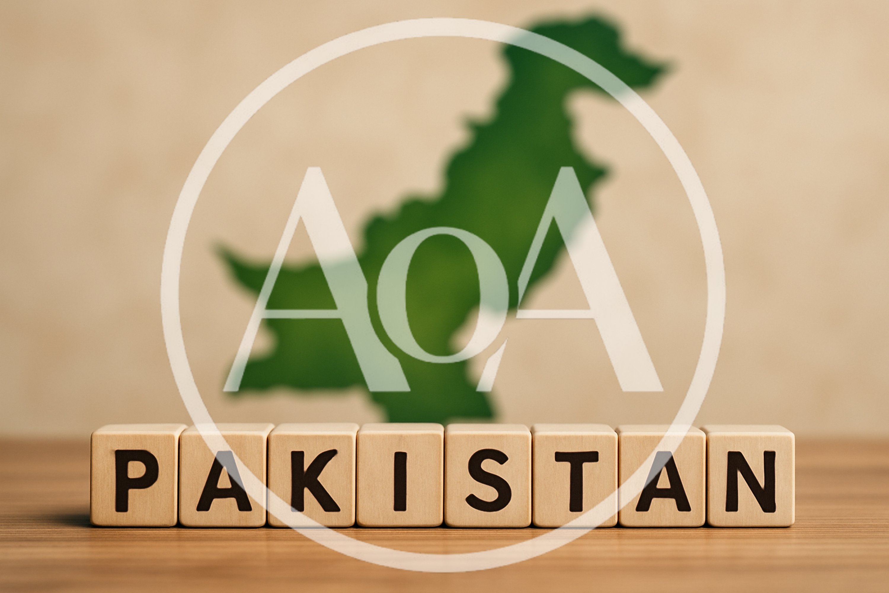 Wooden Blocks Spelling Pakistan With Country Map Background