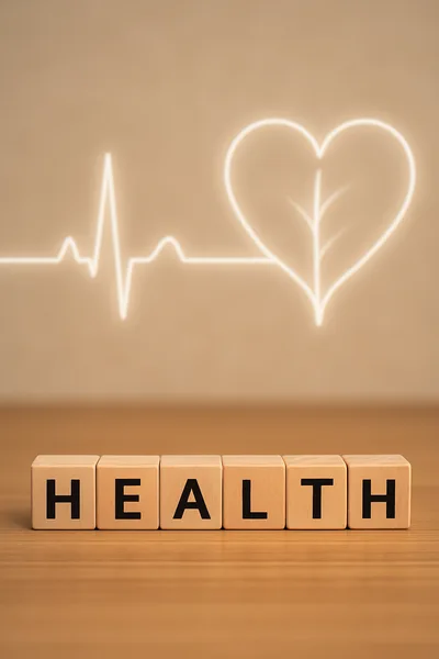 Wooden Blocks Spelling Health With Heart EKG Symbol