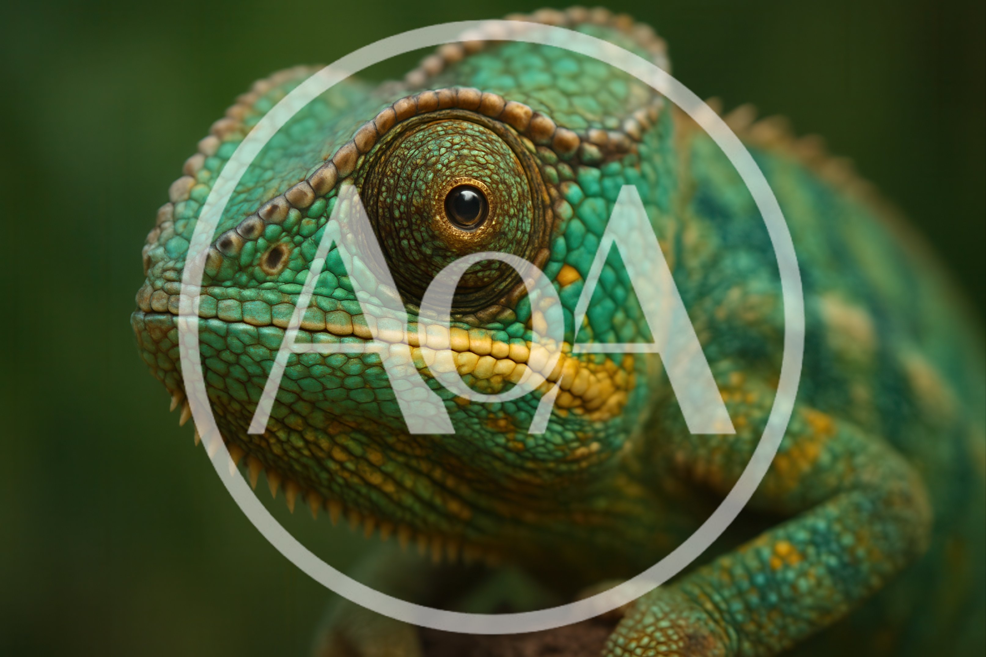 Close Up Portrait Of A Vibrant Green Chameleon