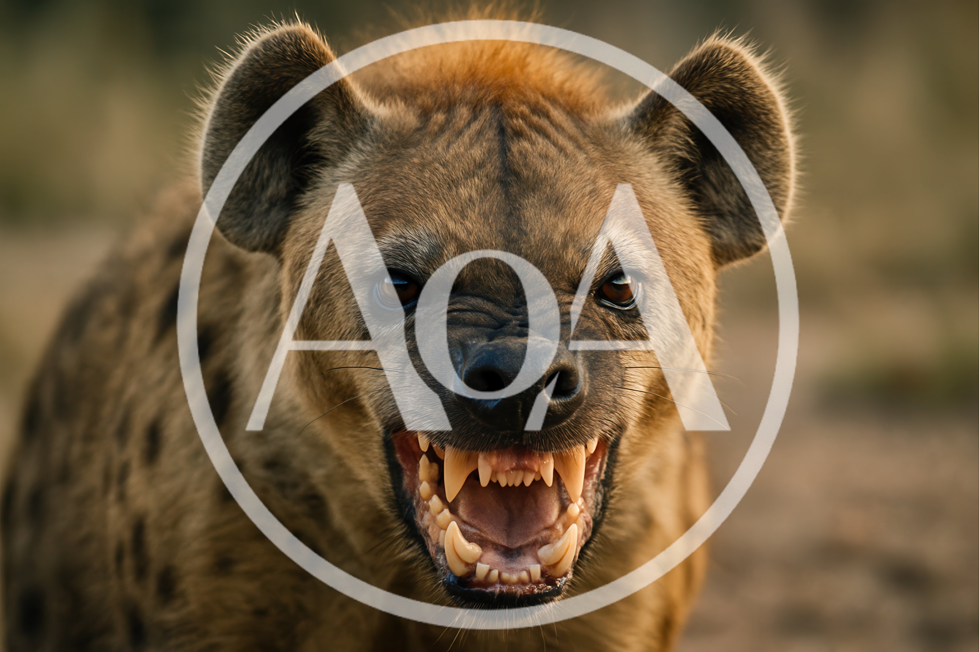 Aggressive Spotted Hyena Showing Teeth