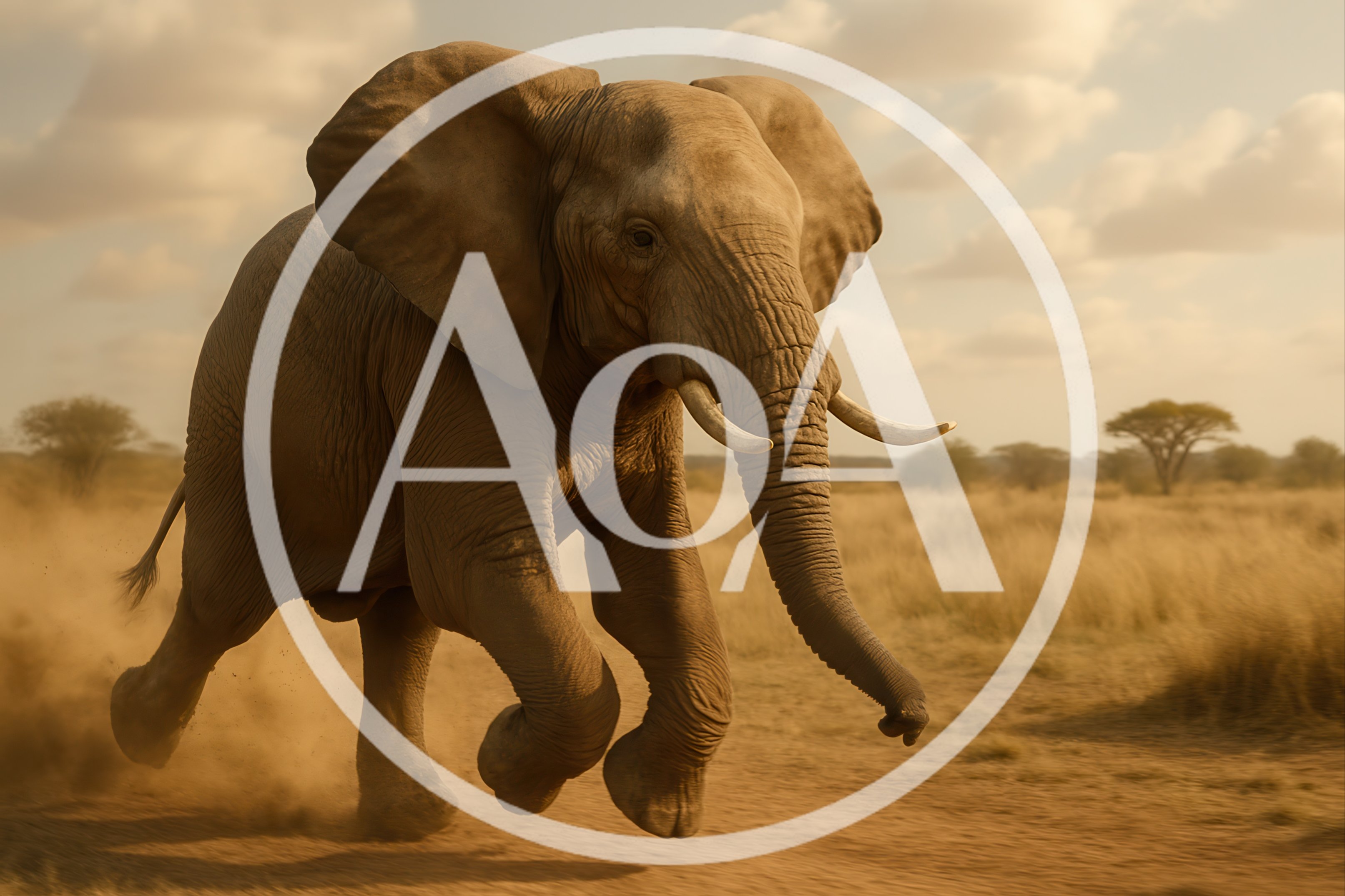 African Elephant Running Through The Savanna