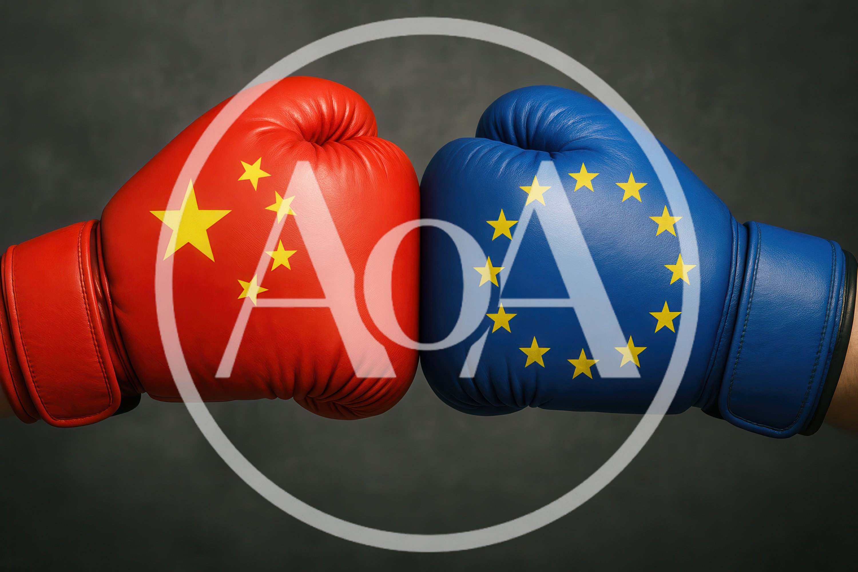 Boxing Gloves Representing China And European Union Conflict