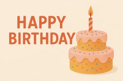 Happy Birthday Greeting Card With Two Tier Cake