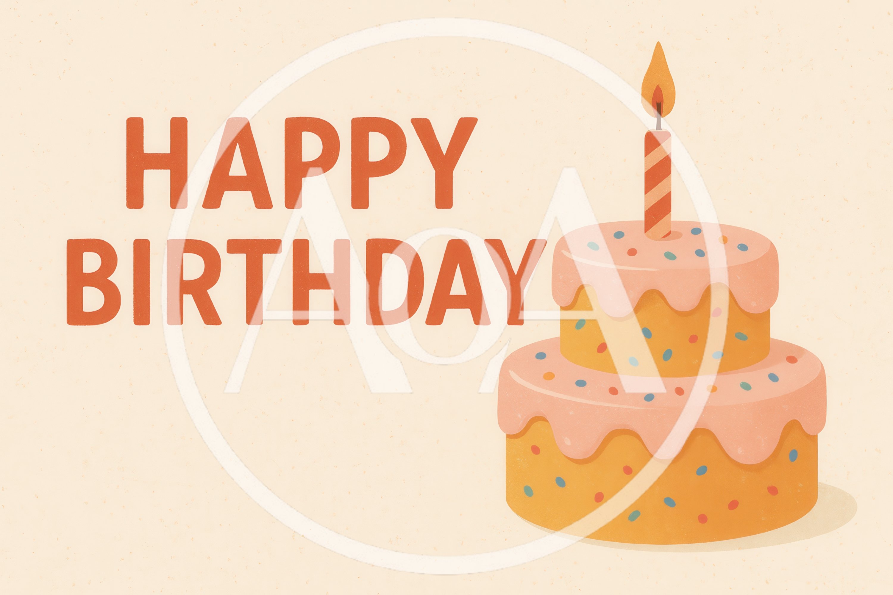 Happy Birthday Greeting Card With Two Tier Cake
