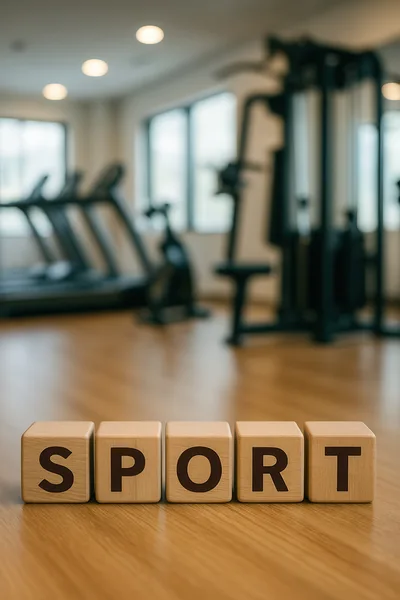 Wooden Blocks Spelling Sport in a Gym