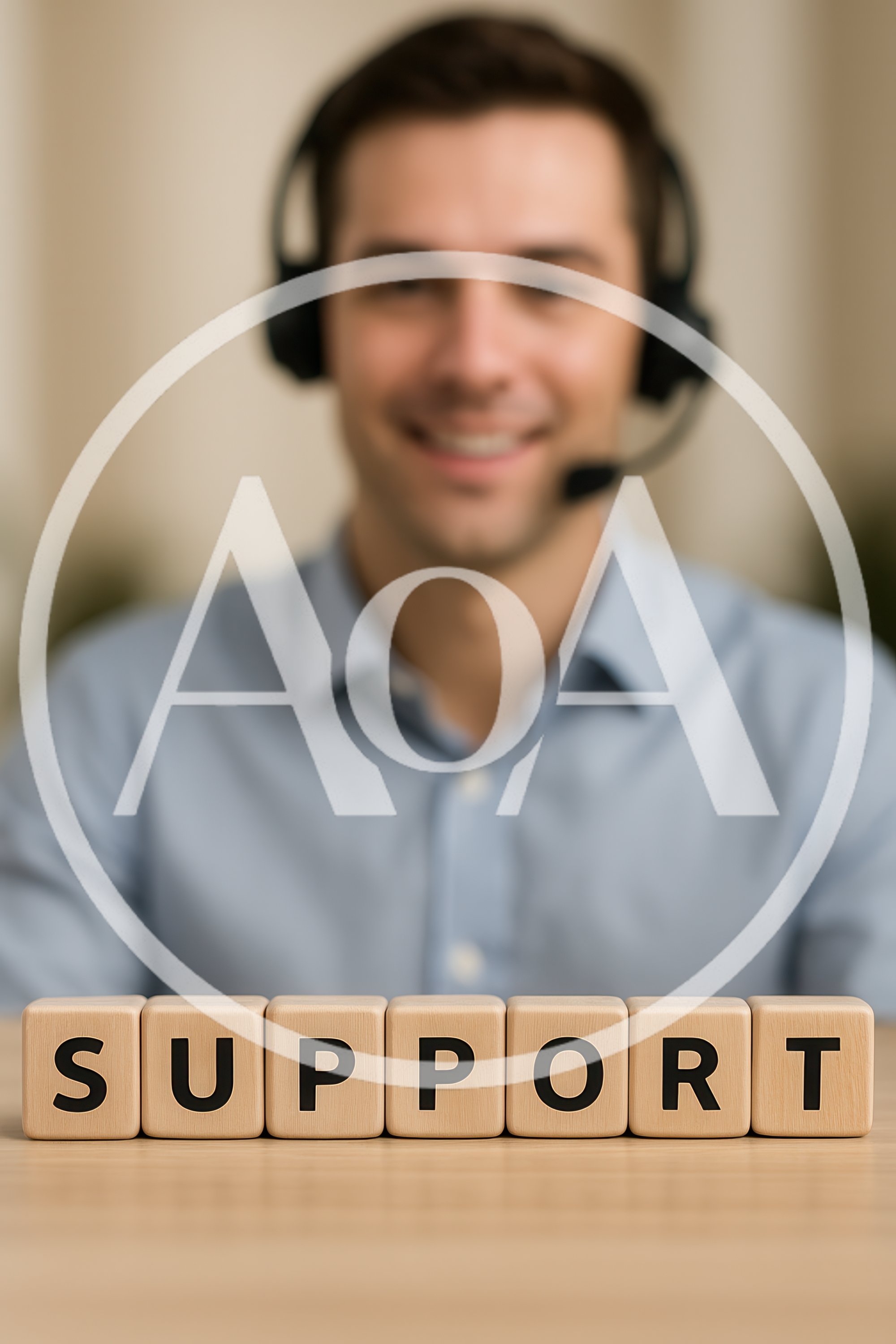 Customer Support Representative With Wooden Support Blocks