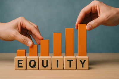 Hands Building Equity Concept With Wooden Blocks