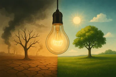 Conceptual Illustration Of Environmental Contrast And Sustainability