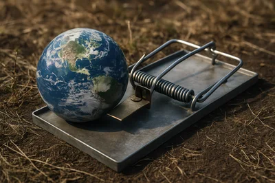 Earth Globe Resting On A Metal Mouse Trap